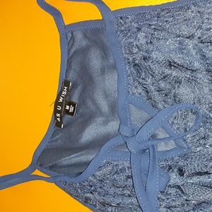 NAVY BLUE.SHEER TANK TOP A frame  MINI DRESS WITH LINING